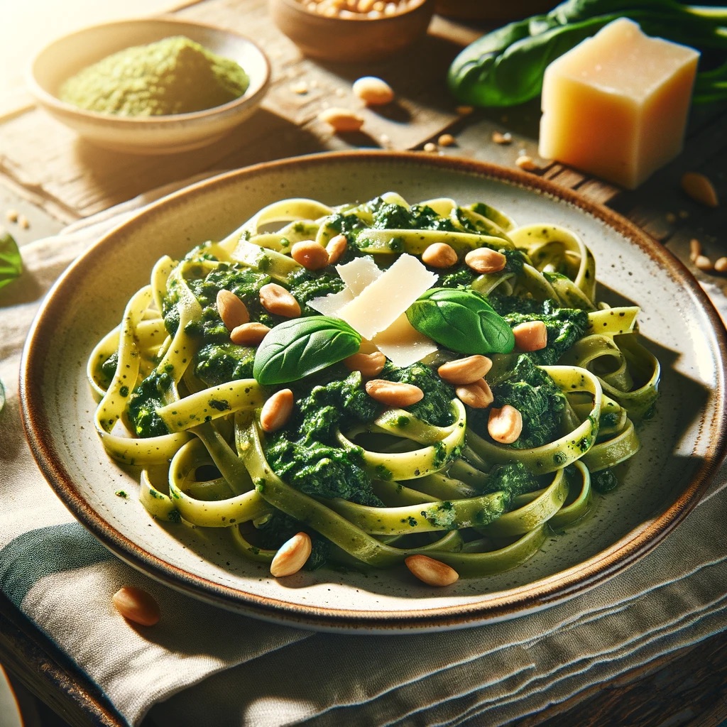 Tagliatelle so špenátovým pestom